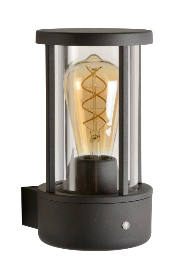 Lucide LORI - Wall light Indoor/Outdoor - Ø 12 cm - 1xE27 - IP44 - Day/Night Sensor - Anthracite - turned off